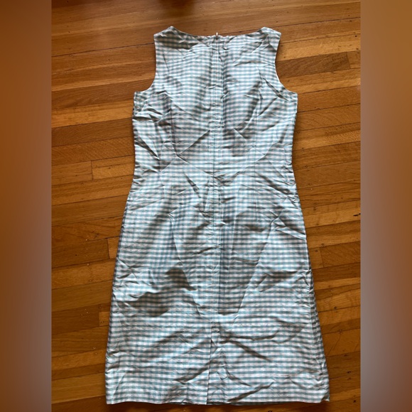 Vintage Talbots silk shantung sheath dress secretary gingham turquoise 10 8 6 - Picture 5 of 5
